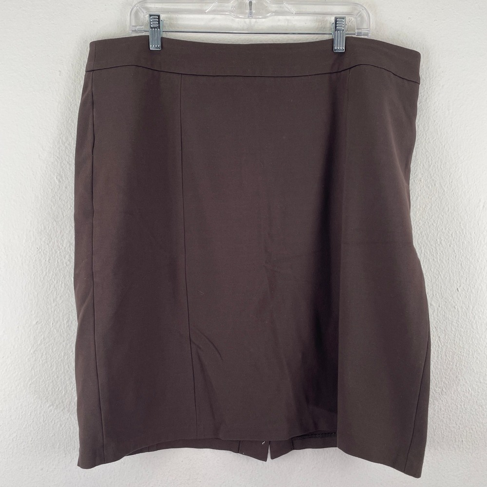 Talbots Womens Size 18 Dark Brown Ponte Knit Pencil Skirt Stretch Office Wear